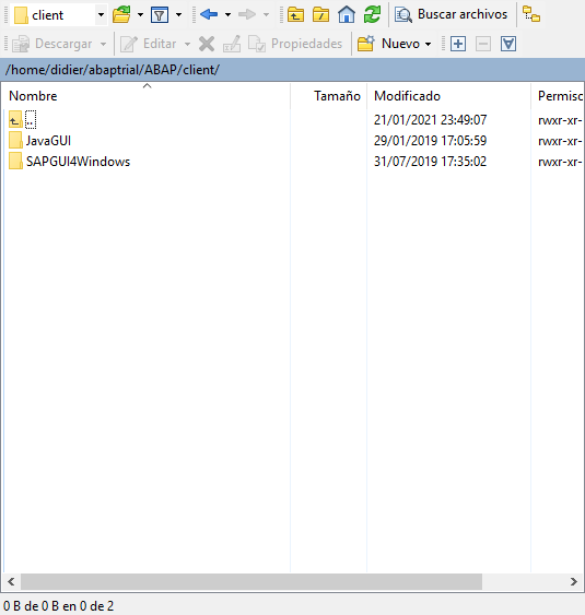 Contenido de la carpeta con el instalador del cliente SAP (SAP GUI)