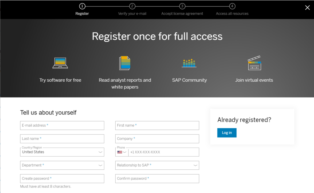 Registro de usuario en portal de SAP